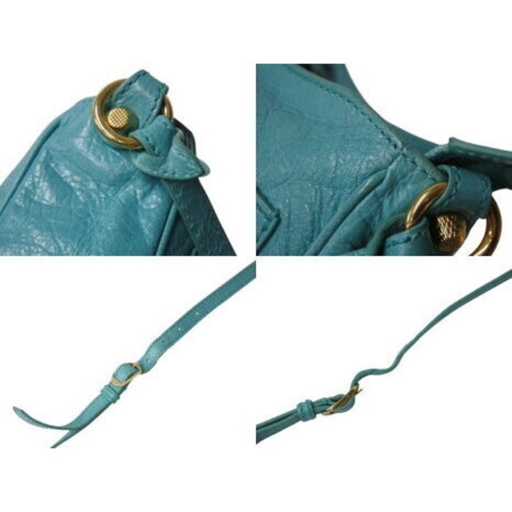 BALENCIAGA The City Shoulder Bag Blue Green Leather - Picture 5 of 8